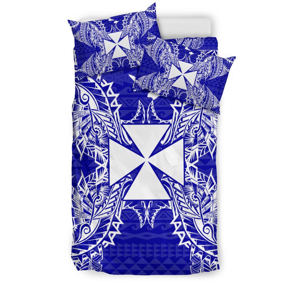 Polynesian Bedding Set - Wallis And Futuna Duvet Cover Set Map Blue - Polynesian Pride