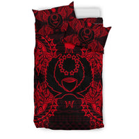 Polynesian Bedding Set - Pohnpei Duvet Cover Set Map Red - Polynesian Pride