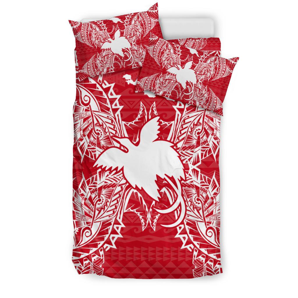 Polynesian Bedding Set - Papua New Guinea Duvet Cover Set Map Red White - Polynesian Pride