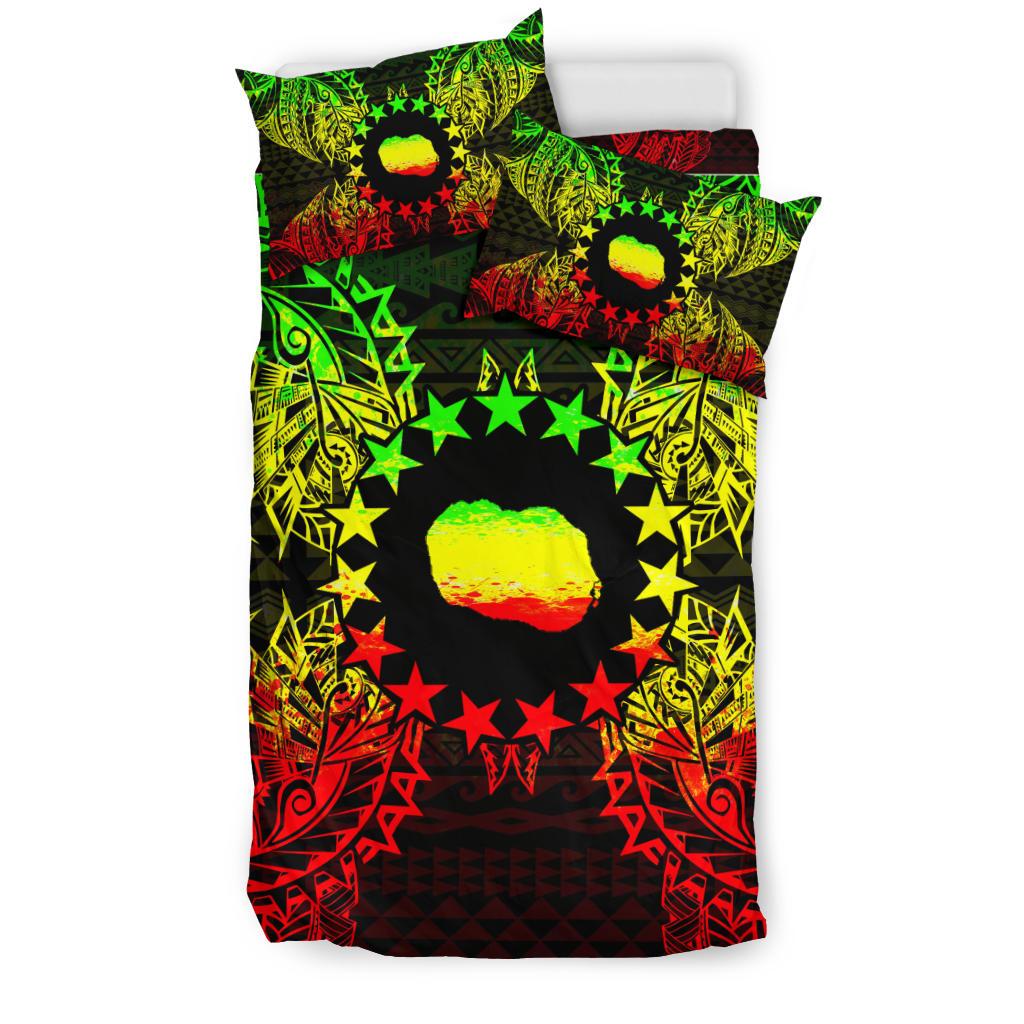 Polynesian Bedding Set - Cook Islands Duvet Cover Set Map Reggae - Polynesian Pride