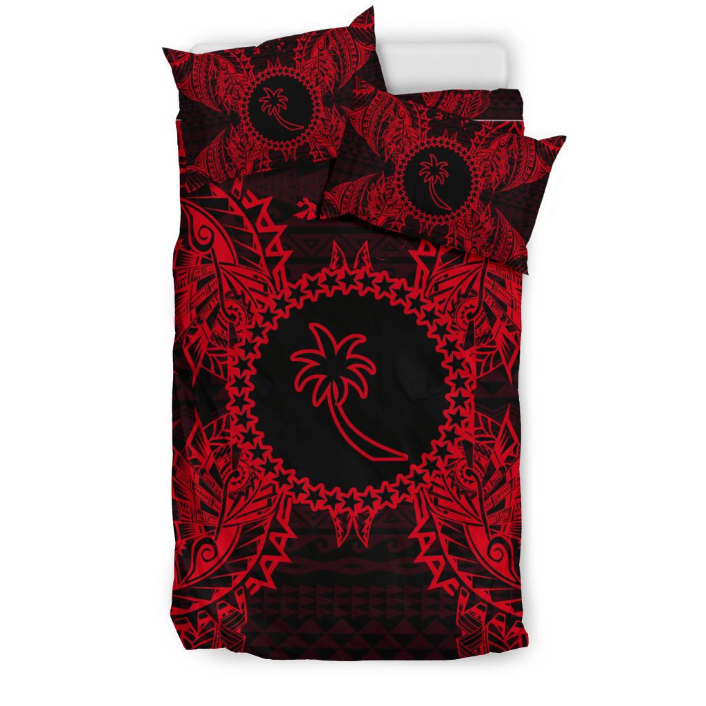 Polynesian Bedding Set - Chuuk Duvet Cover Set Map Red - Polynesian Pride