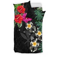 Kanaka Maoli (Hawaiian) Bedding Set - Hibiscus Turtle Tattoo Black - Polynesian Pride