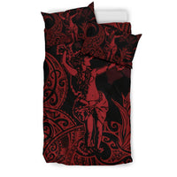 Polynesian Bedding Set - Hawaii Duvet Cover Set Hula Girl Red - Polynesian Pride