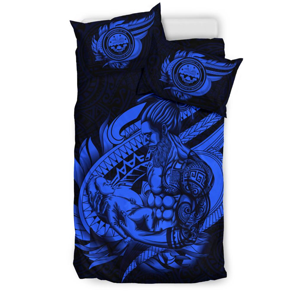 Polynesian Bedding Set - Federated States Of Micronesia Duvet Cover Set Father And Son Blue - Polynesian Pride