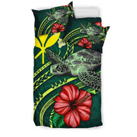 Polynesian Bedding Set - Hawaii Duvet Cover Set Green Turtle Hibiscus - Polynesian Pride