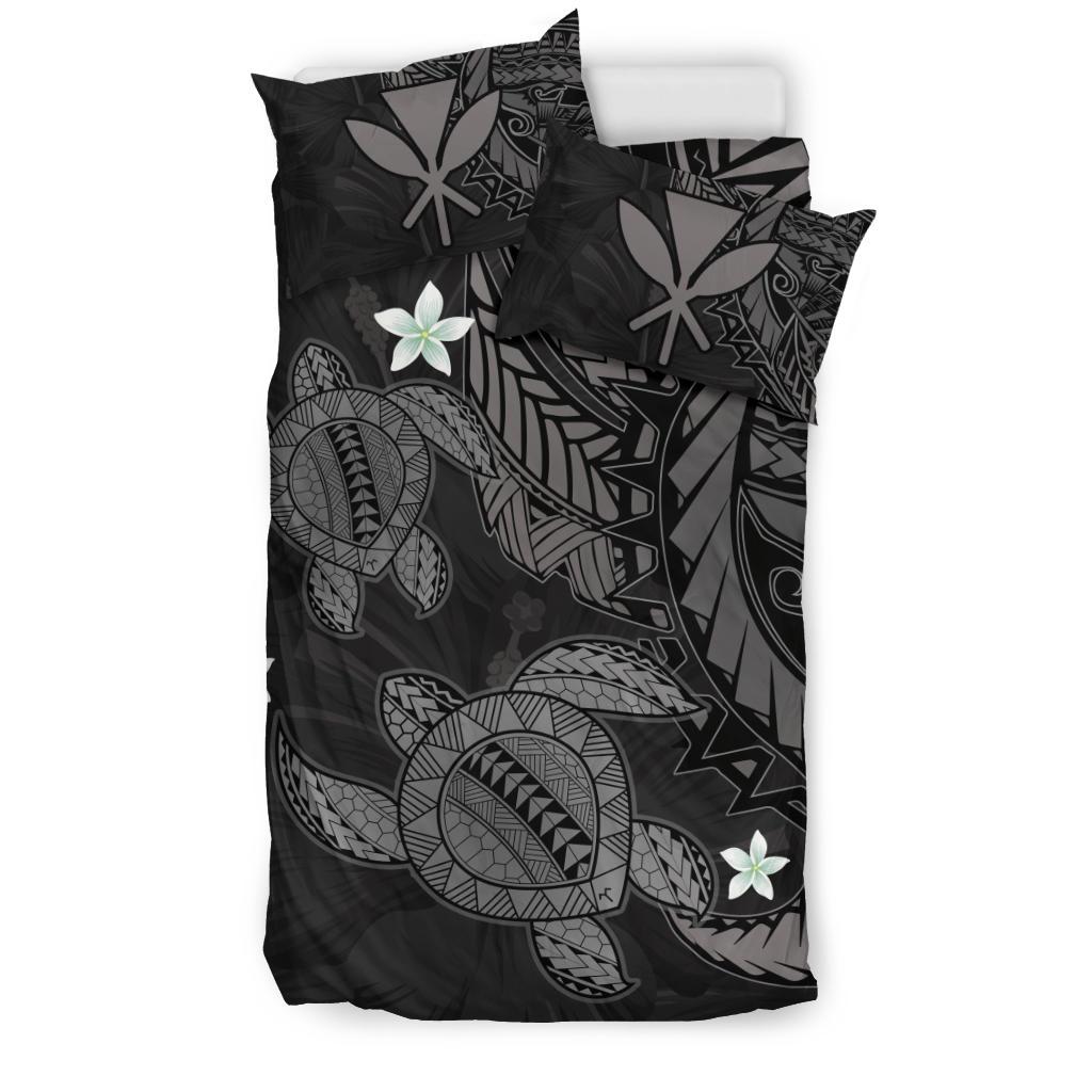 Hawaii Bedding Set - Hawaii Polynesian Turtle Hibiscus Bedding Set - Gray - Polynesian Pride