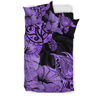 Hawaii Turtle Bedding Set Polynesian Hibiscus Art Violet AH - Polynesian Pride