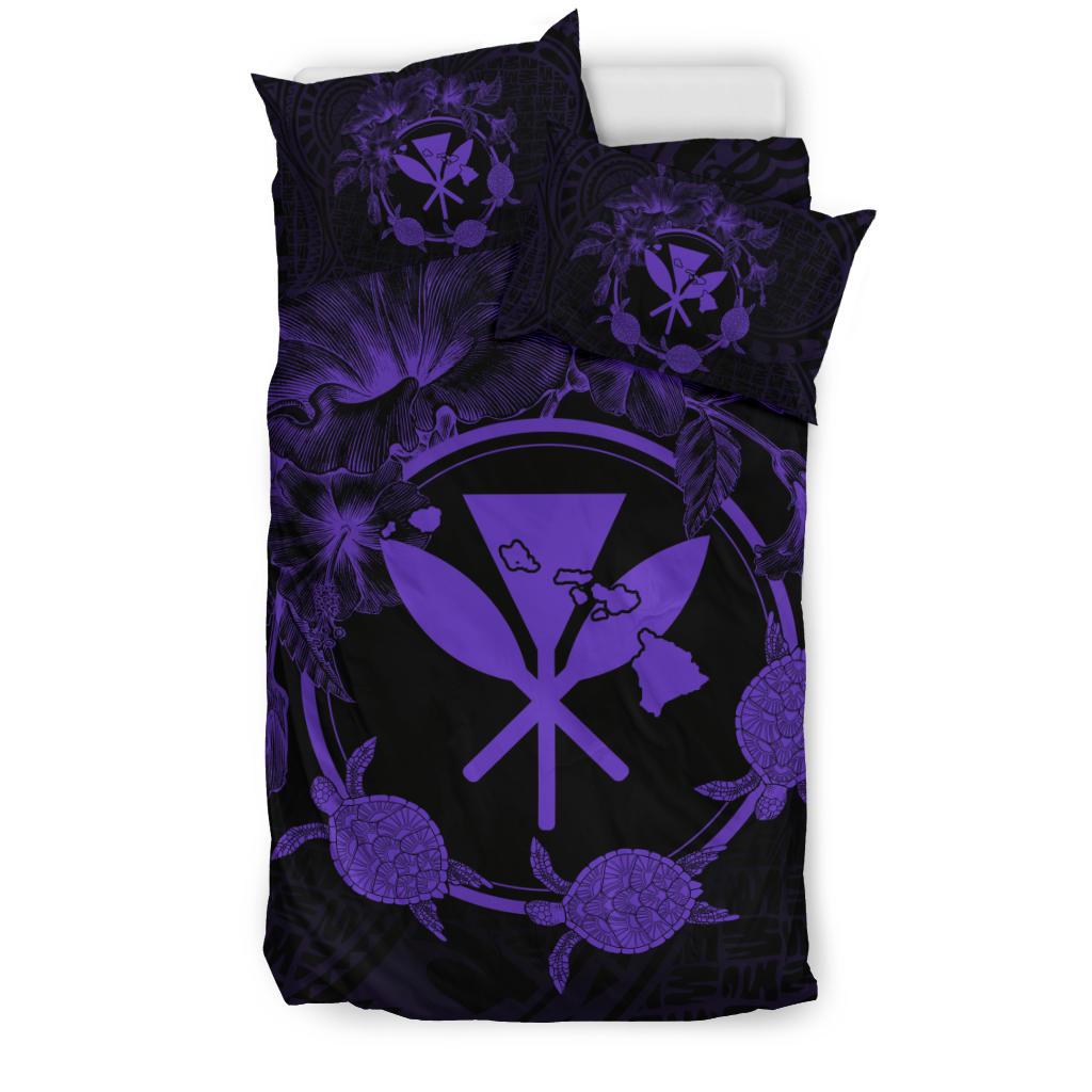 Hawaii Kanaka Turtle Hibiscus Polynesian Bedding Set - Anthea Style Purple - Polynesian Pride