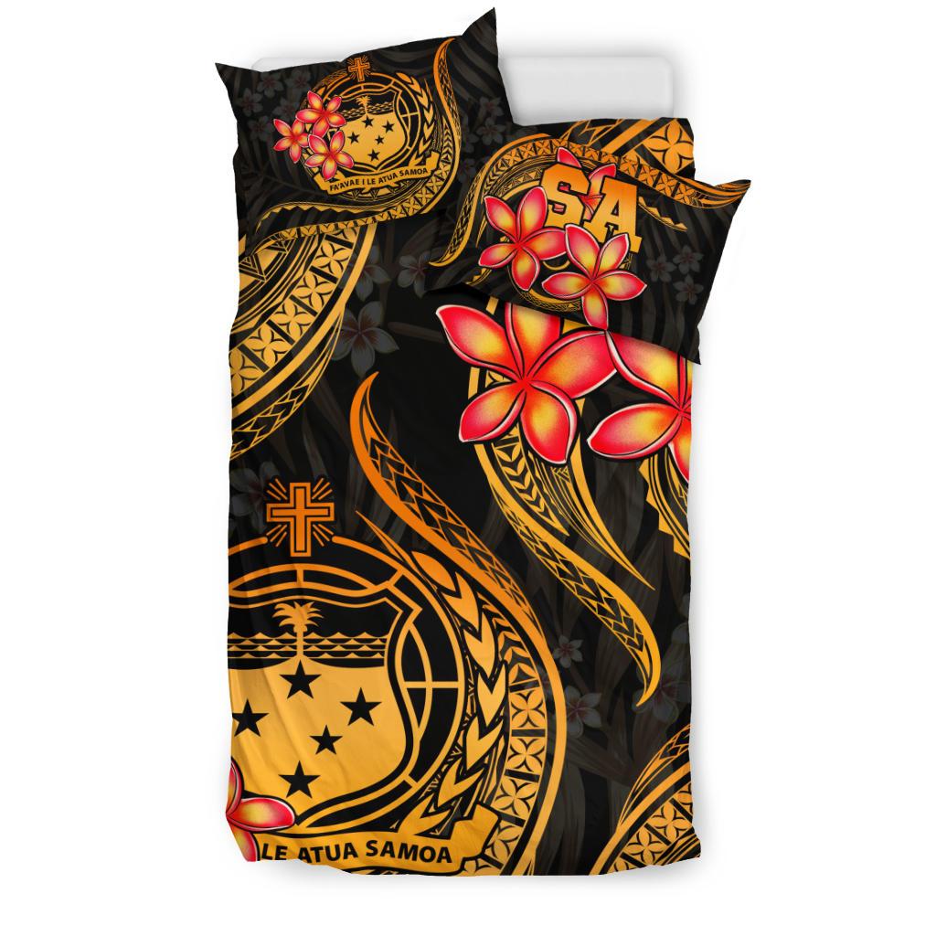 Polynesian Bedding Set - Samoa Duvet Cover Set - Gold Plumeria - Polynesian Pride