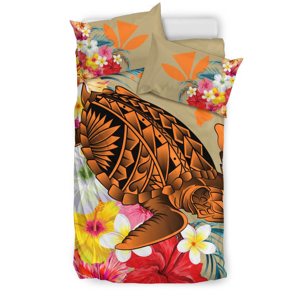 Hawaii Bedding Set - Hawaii Tropical Turtle Hibiscus And Plumeria Bedding Set - Polynesian Pride