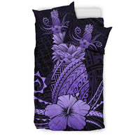 Hawaii Polynesian Pineapple Hibiscus Bedding Set - Zela Style Purple - Polynesian Pride