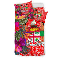 Fiji Bedding Set - Hibiscus Polynesian Pattern Red Version - Polynesian Pride