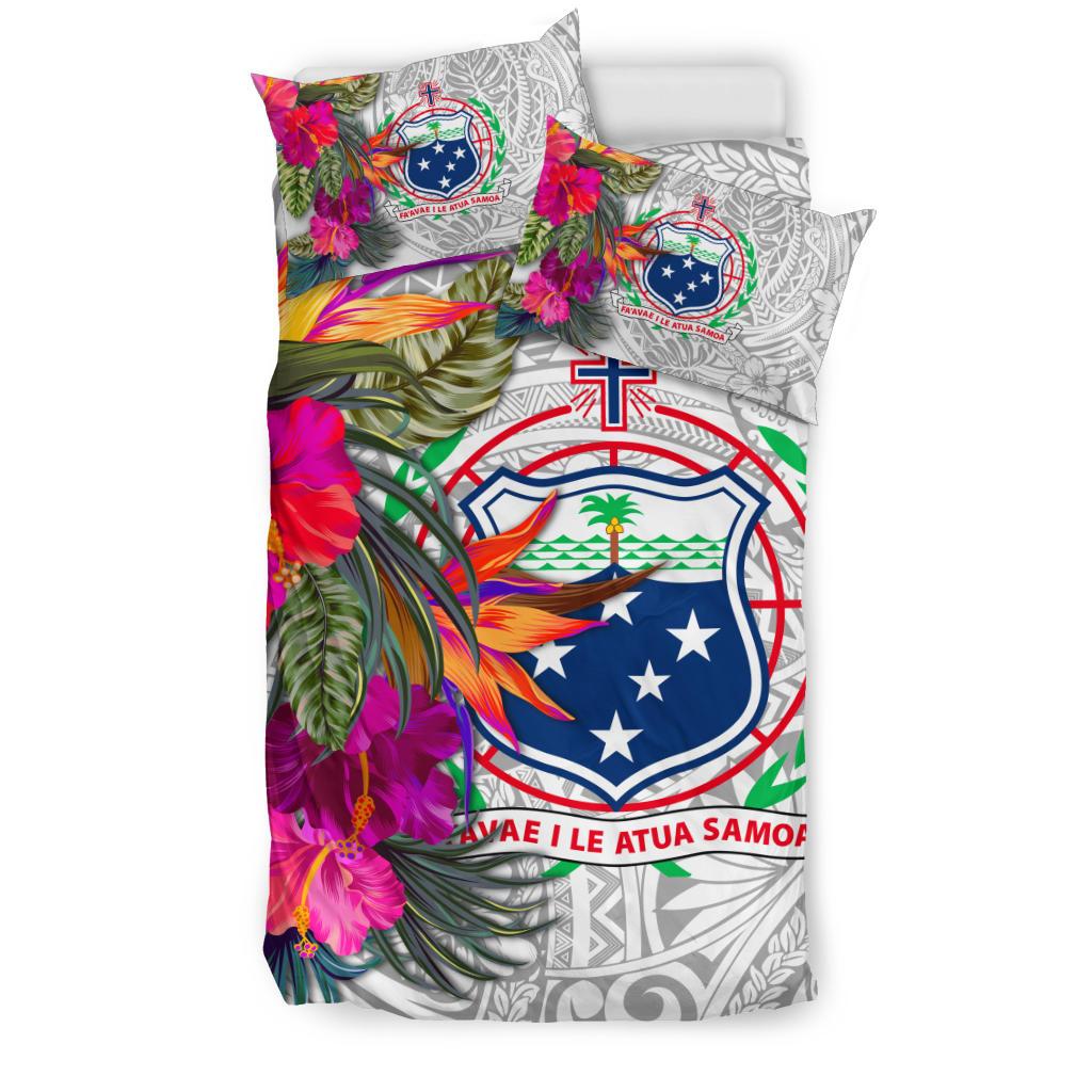 Samoa Bedding Set - Hibiscus Polynesian Pattern White Version - Polynesian Pride