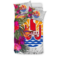 Tahiti Bedding Set - Hibiscus Polynesian Pattern White Version - Polynesian Pride