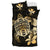 Hawaiian Kanaka Hibiscus Plumeria Mix Polynesian Turtle Bedding Set Gold AH - Polynesian Pride