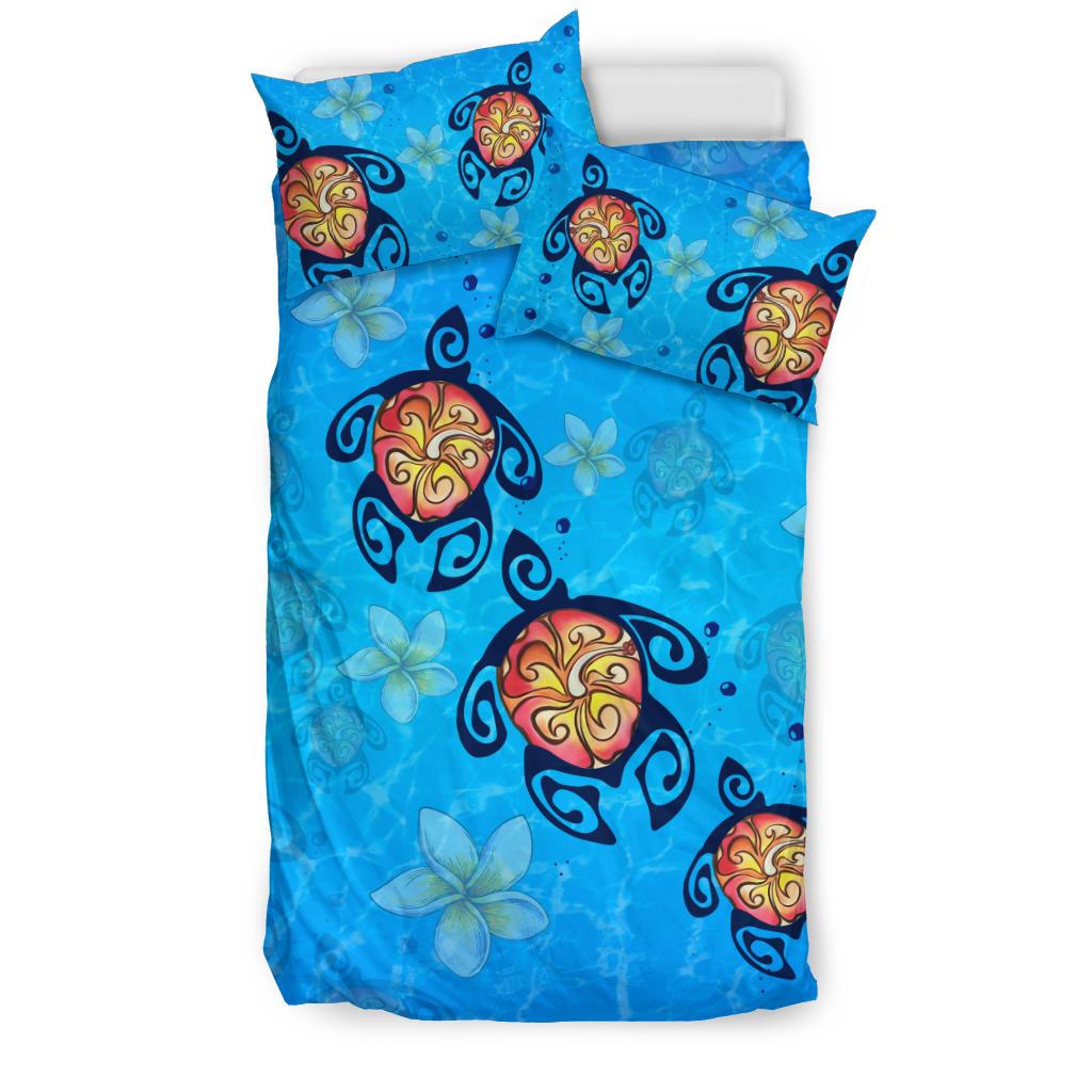 Hawaii Plumeria Turtle In The Ocean Bedding Set - AH - John Style - Polynesian Pride