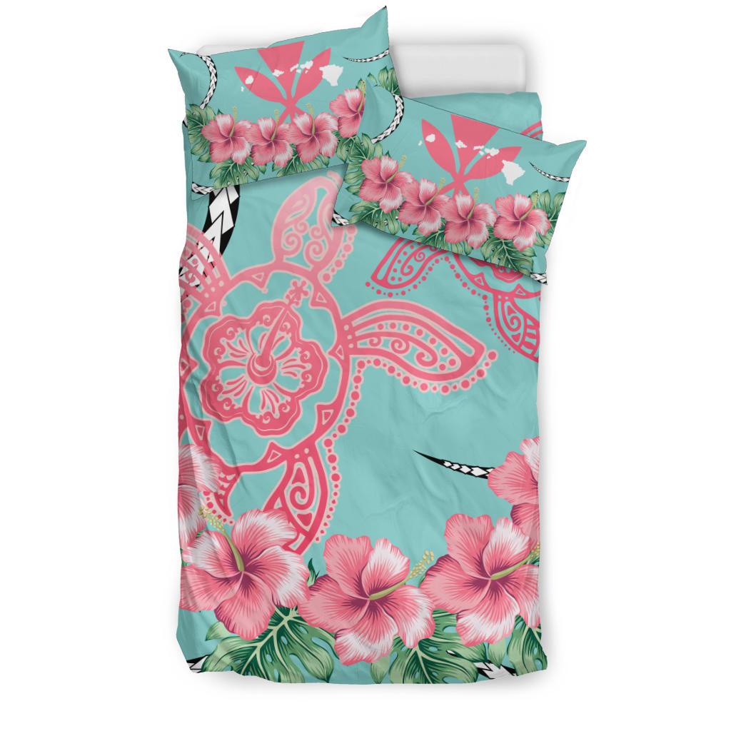 Hawaii Tropical Hibiscus Turtle Mint Style - Bedding Set AH - Polynesian Pride
