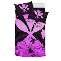 Hawaiian Kanaka Bedding Set Hibiscus Polynesian Love Pink - Polynesian Pride