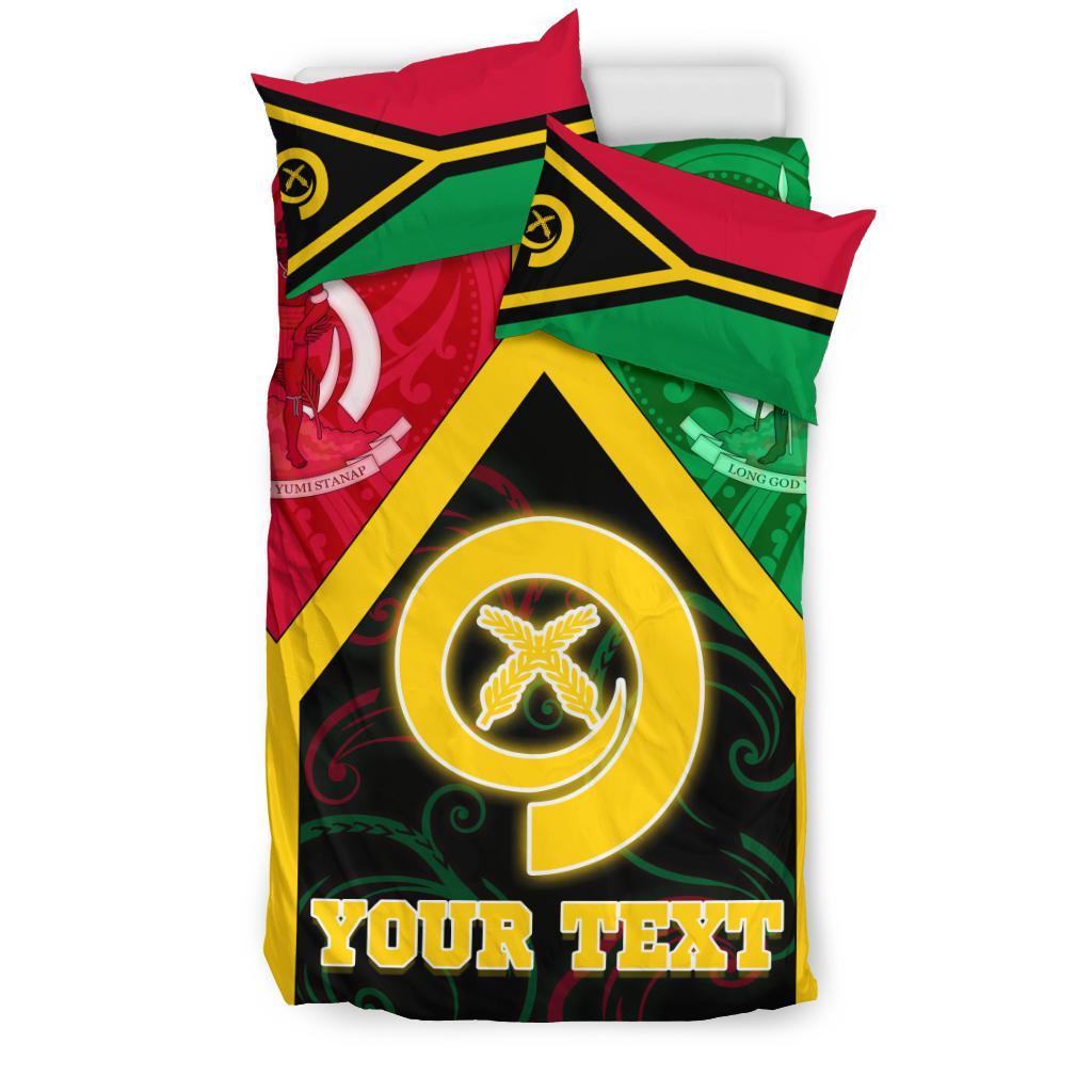 Polynesian Vanuatu Custom Personalised Bedding Set - Vanuatu Flag and Coat Of Arms - Polynesian Pride