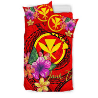 Hawaii Polynesian Custom Personalised Bedding Set - Floral With Seal Red - Polynesian Pride