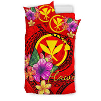 Hawaii Polynesian Bedding Set - Floral With Seal Red - Polynesian Pride