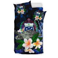 Samoa Polynesian Bedding Set - Turtle With Plumeria Flowers - Polynesian Pride