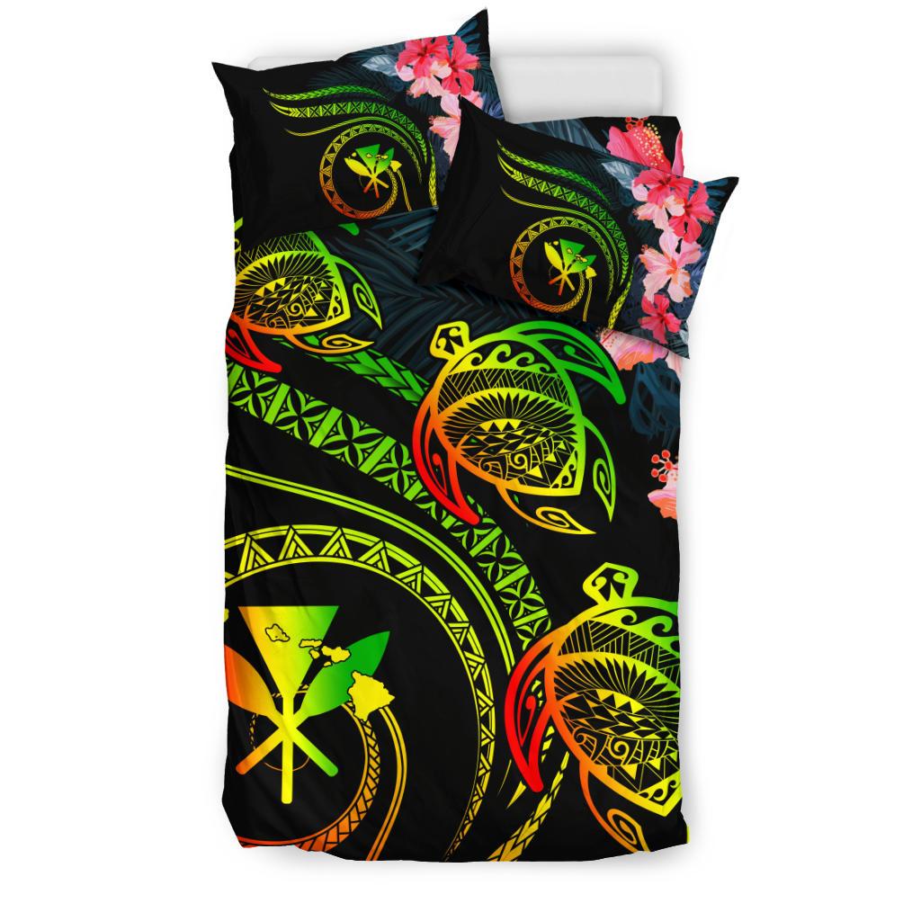 Hawaii Bedding Set - Hawaii Turtle Polynesian Tropical Bedding Set - Cora Style Reggae - Polynesian Pride