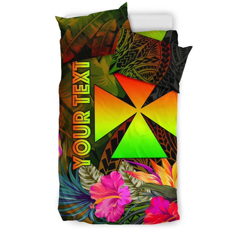 Wallis and Futuna Polynesian Personalised Bedding Set - Hibiscus and Banana Leaves - Polynesian Pride