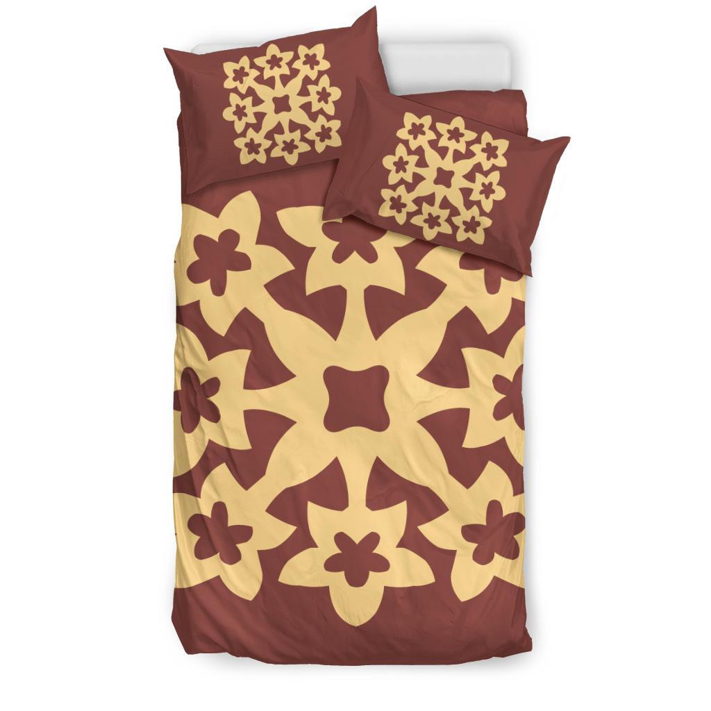 Hawaiian Bedding Set Royal Pattern - Coral - A1 Style - Polynesian Pride
