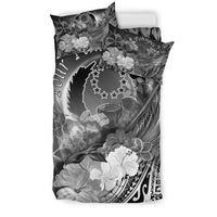 Pohnpei Custom Personalised Bedding Set - Humpback Whale with Tropical Flowers (White) - Polynesian Pride