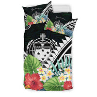 Samoa Bedding Set - Samoa Coat of Arms & Polynesian Tropical Flowers White - Polynesian Pride