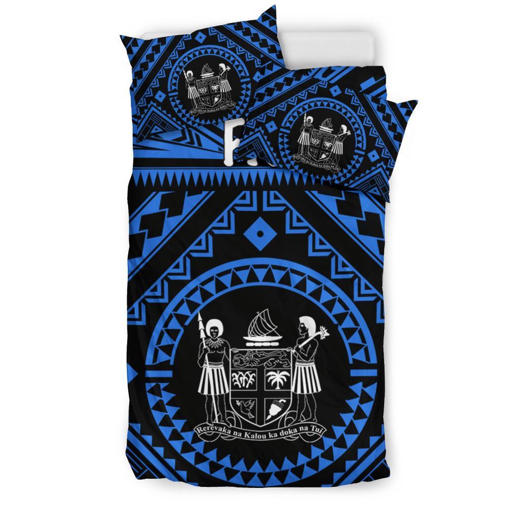 Fiji Bedding Set - Fiji Seal With Polynesian Tattoo Style (Blue) - Polynesian Pride
