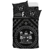 Fiji Bedding Set - Fiji Seal With Polynesian Tattoo Style (Black) - Polynesian Pride