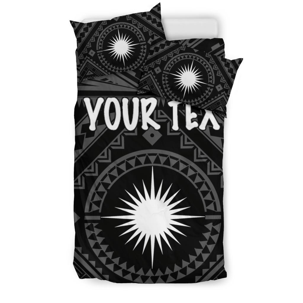 Marshall Personalised Bedding Set - Marshall Seal With Polynesian Tattoo Style ( Black) - Polynesian Pride