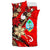 Guam Bedding Set - Tribal Flower With Special Turtles Red Color - Polynesian Pride