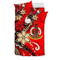 Vanuatu Bedding Set - Tribal Flower With Special Turtles Red Color - Polynesian Pride
