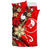 Yap Bedding Set - Tribal Flower With Special Turtles Red Color - Polynesian Pride