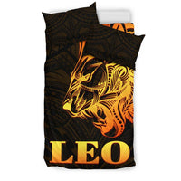 Sun In Leo Zodiac Bedding Set Polynesian Tattoo Simple - Orange Black - Polynesian Pride