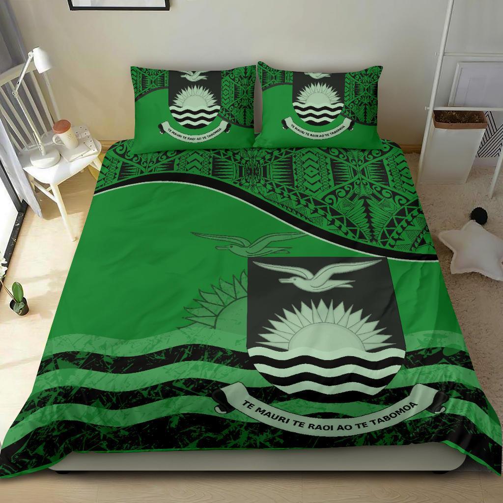 Kiribati Duvet Cover Set - Kiribati Flag & Coat Of Arms Green - Polynesian Pride