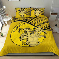 Niue Duvet Cover Set - Niue Coat Of Arms & Coconut Crab Yellow - Polynesian Pride