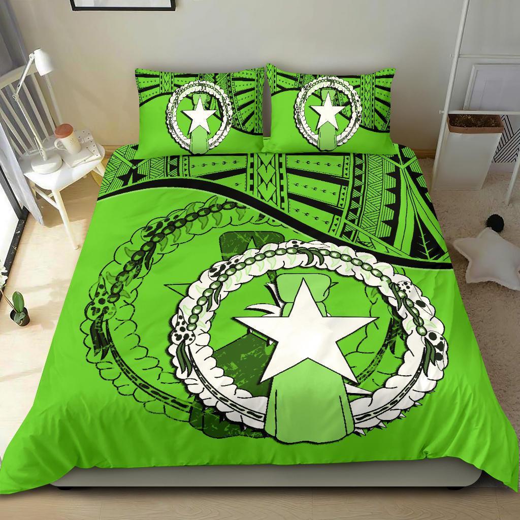 Northern Mariana Islands Duvet Cover Set - Northern Mariana Islands Flag Green - Polynesian Pride