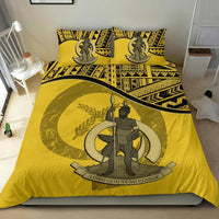 Vanuatu Duvet Cover Set - Vanuatu Coat Of Arms Yellow - Polynesian Pride