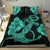 Hawaiian Anchor Poly Tribal Hibiscus Polynesian Bedding Set Turquoise - Polynesian Pride