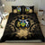 Solomon Island Duvet Cover Set - Solomon Island Coat Of Arms & Brown Hibiscus - Polynesian Pride