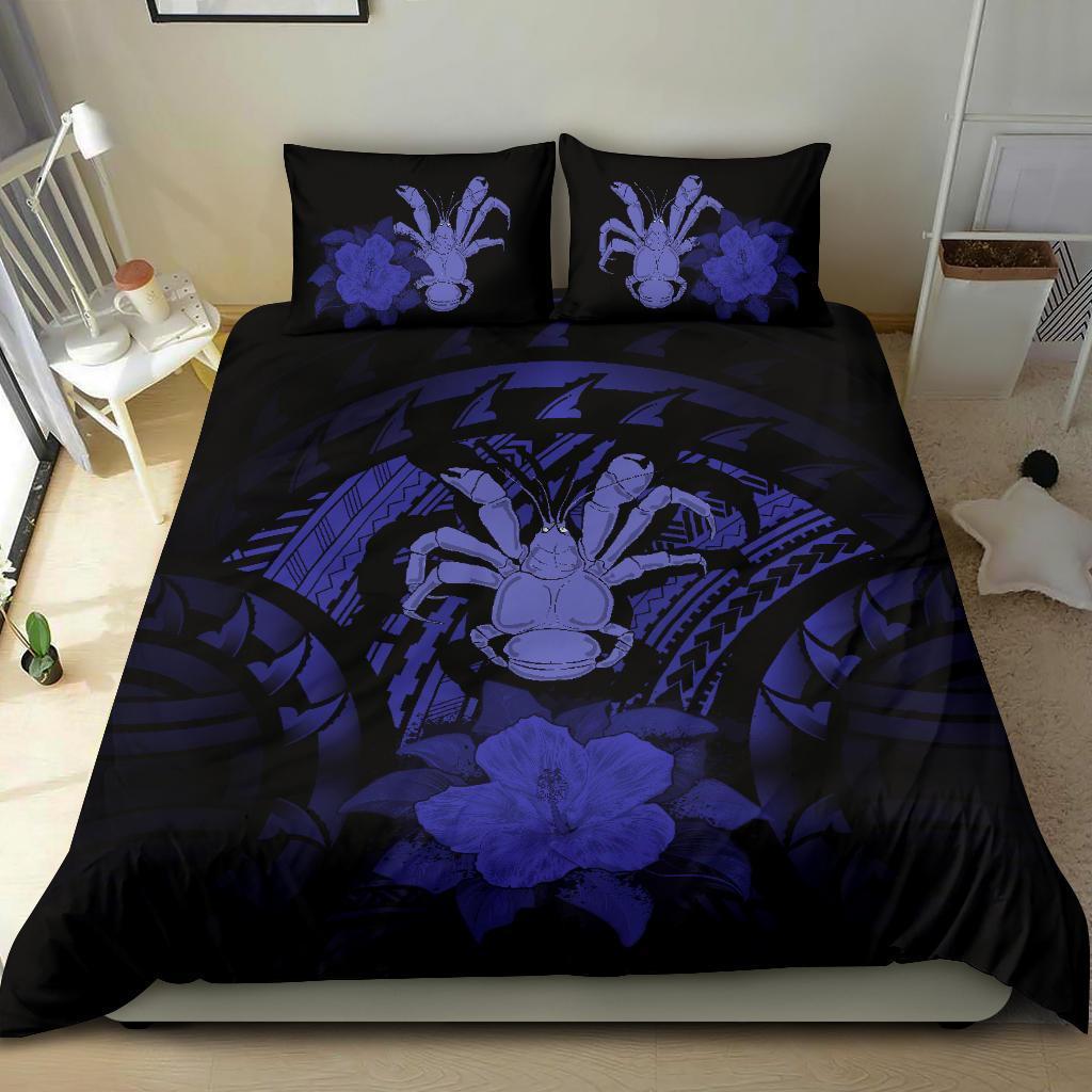 Niue Duvet Cover Set - Coconut Crab & Dark Blue Hibiscus - Polynesian Pride