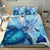 Hawaiian Map Hibiscus Flower Turtle Polynesian Bedding Set Blue - Polynesian Pride