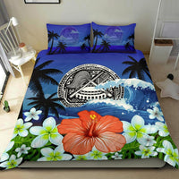 American Samoa Duvet Cover Set - American Samoa Coat Of Arms Wave Hibiscus - Polynesian Pride