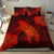 Hawaiian Map Whale Swim Hibiscus Polynesian Bedding Set - Red - Polynesian Pride