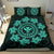 Hawaiian Map Kanaka Turtles Circle Style Turquoise Polynesian Bedding Set - Polynesian Pride