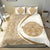 Hawaiian Madame Pele Plumeria Polynesian Bedding Set Circle Style Gold & White - Polynesian Pride